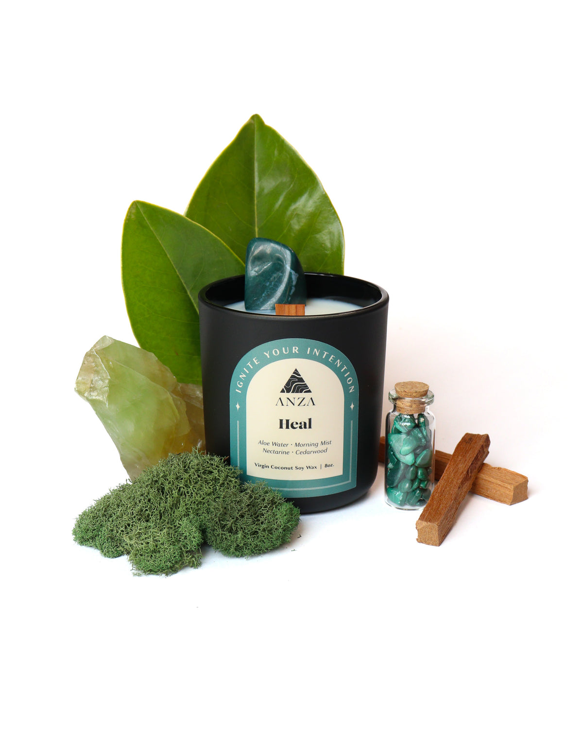 Heal Crystal + Candle Intention Set Anza Studio
