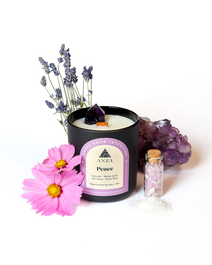Peace Crystal + Candle Intention Set