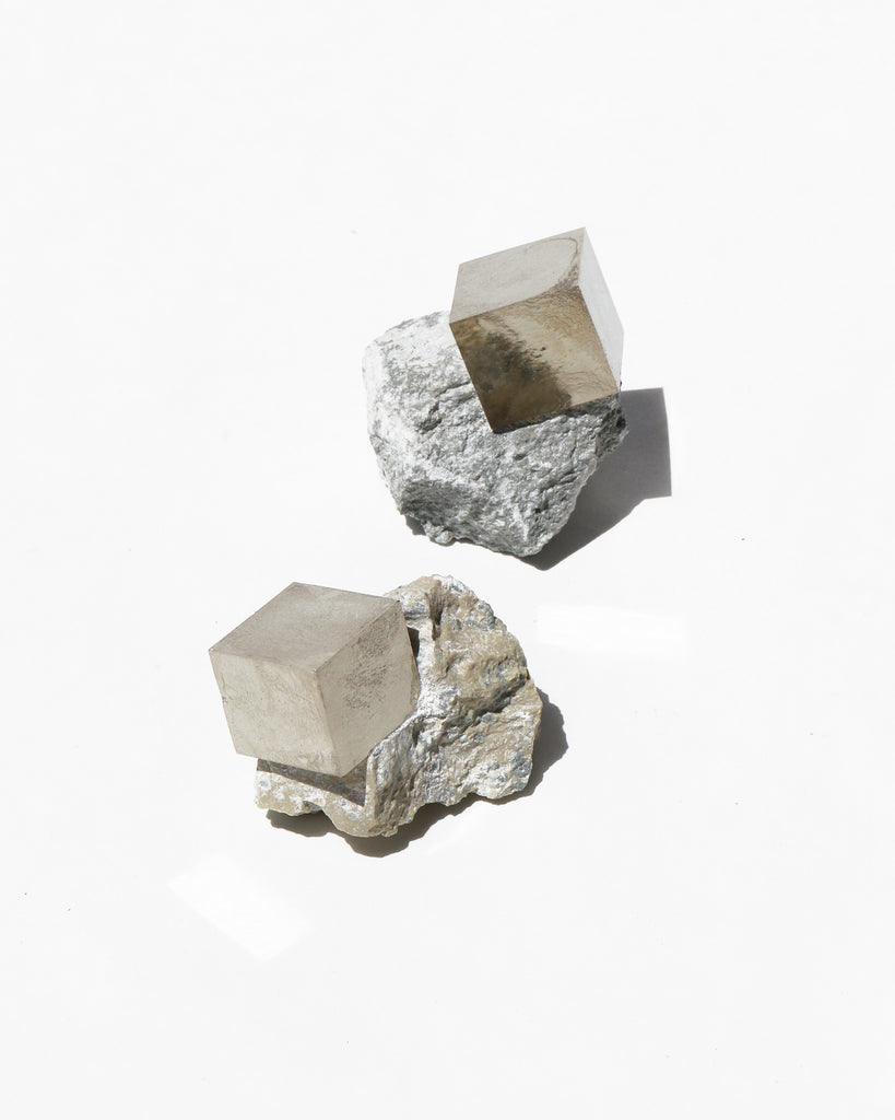 Natural Pyrite Cube on Matrix - Anza Studio