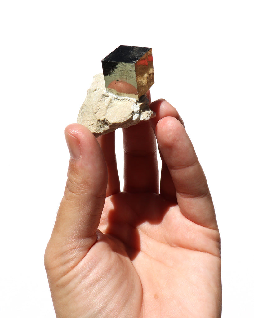 Natural Pyrite Cube on Matrix - Anza Studio