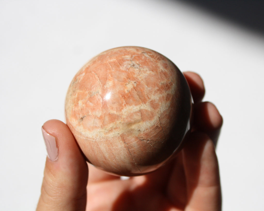 Peach Moonstone Crystal Sphere - Anza Studio