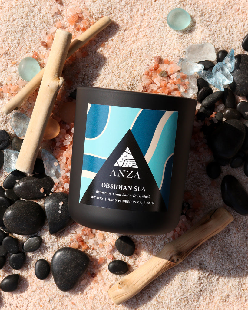 Obsidian Sea Candle - Anza Studio
