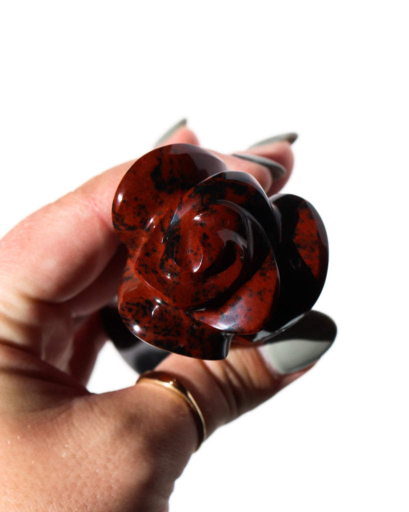 Mahogany Obsidian Rose Carving